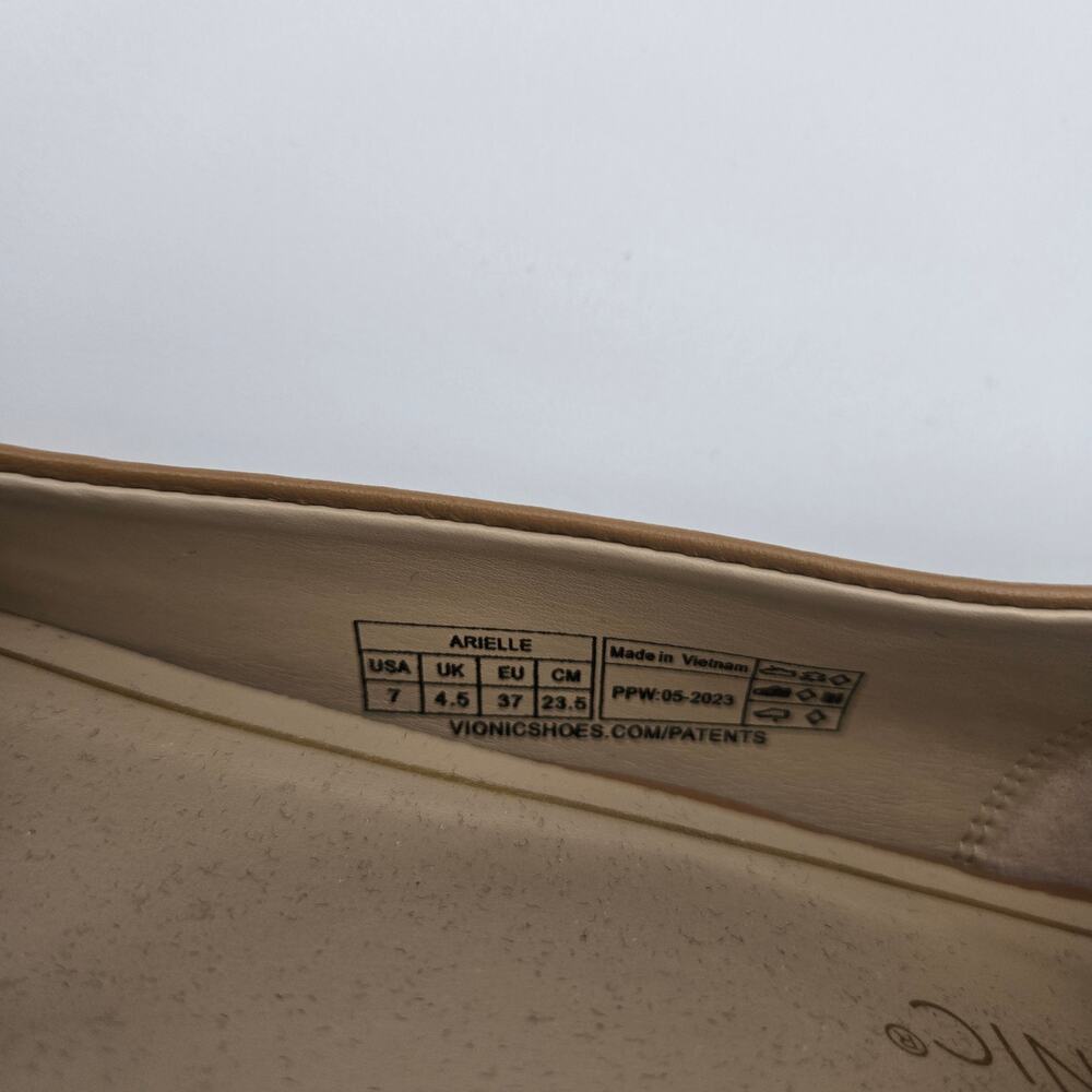 Vionic Tan Pointed-Toe Flats with Interlocking Loop Detail - Picture 7 of 9